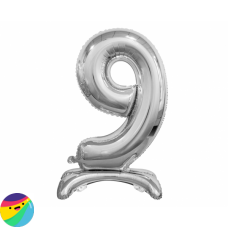 Folija Balon Samostoječi 74cm - Št. 9 Srebrne barve Folija Balon Samostoječi 74cm - Št. 9 Srebrne barve